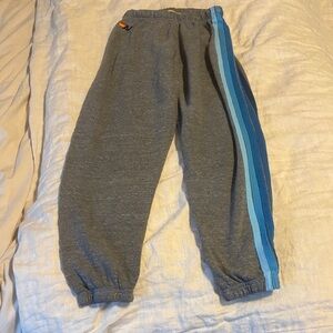 Aviator Nation Gray Sweatpants with Blue Stripes